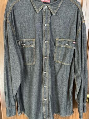 Craftsman Men's Black Denim Button-Down Shirt XL